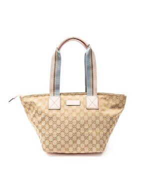 Gucci Web Trapeze Tote Light Pink Beige GG Canvas